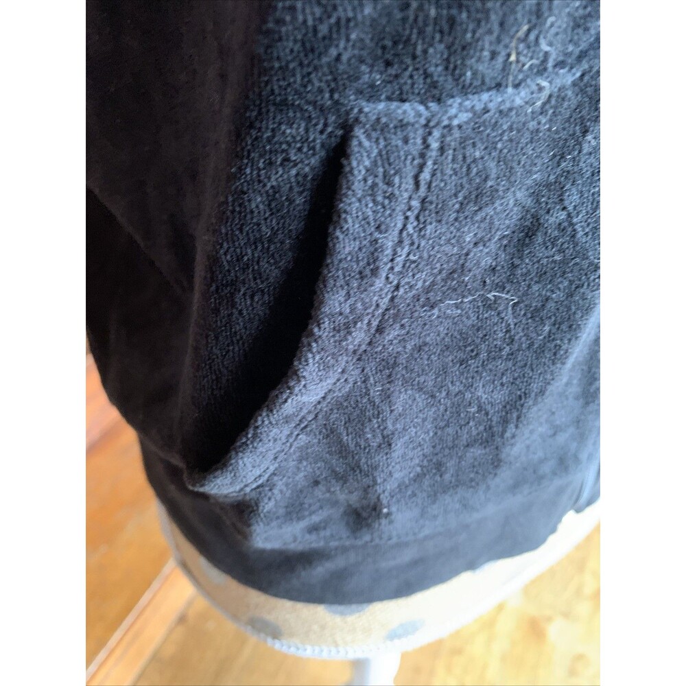 Y2K Vintage Juicy Couture Black Velour Faux Fur Track Jacket Small Mcbling Fall - Picture 4 of 8